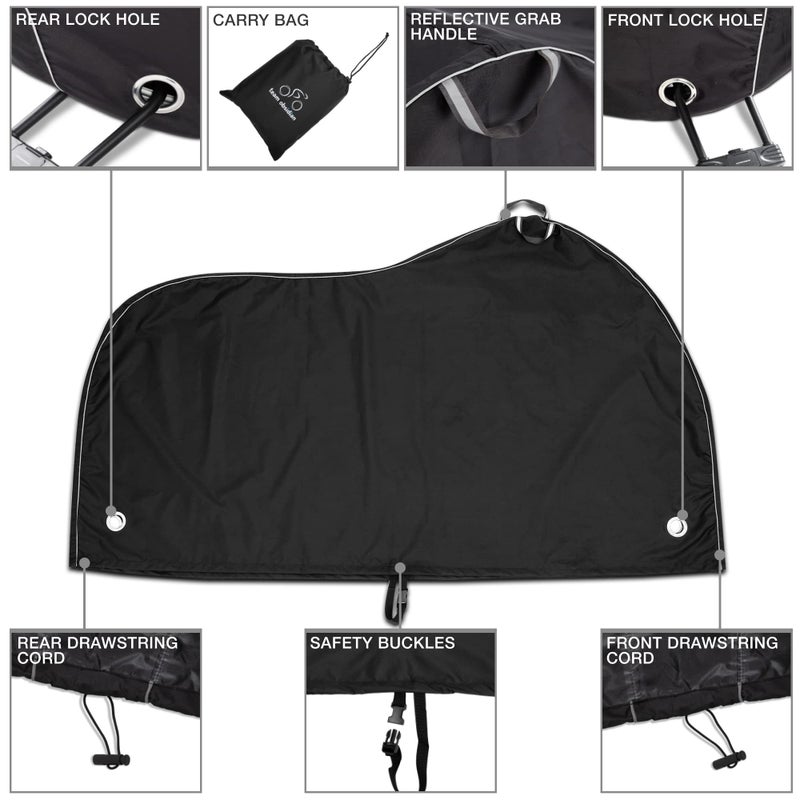TeamObsidian Bike Cover - Waterproof Outdoor & Indoor Bicycle Storage For 1 to 3 Bikes - Heavy Duty Ripstop 210D Tent Material - Stationary Electric Bike Protection for All Seasons - Image 4